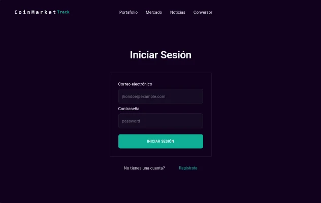 Imagen de una captura de pantalla de la página de iniciar sesión de un sitio web para llevar un control de los precios de activos